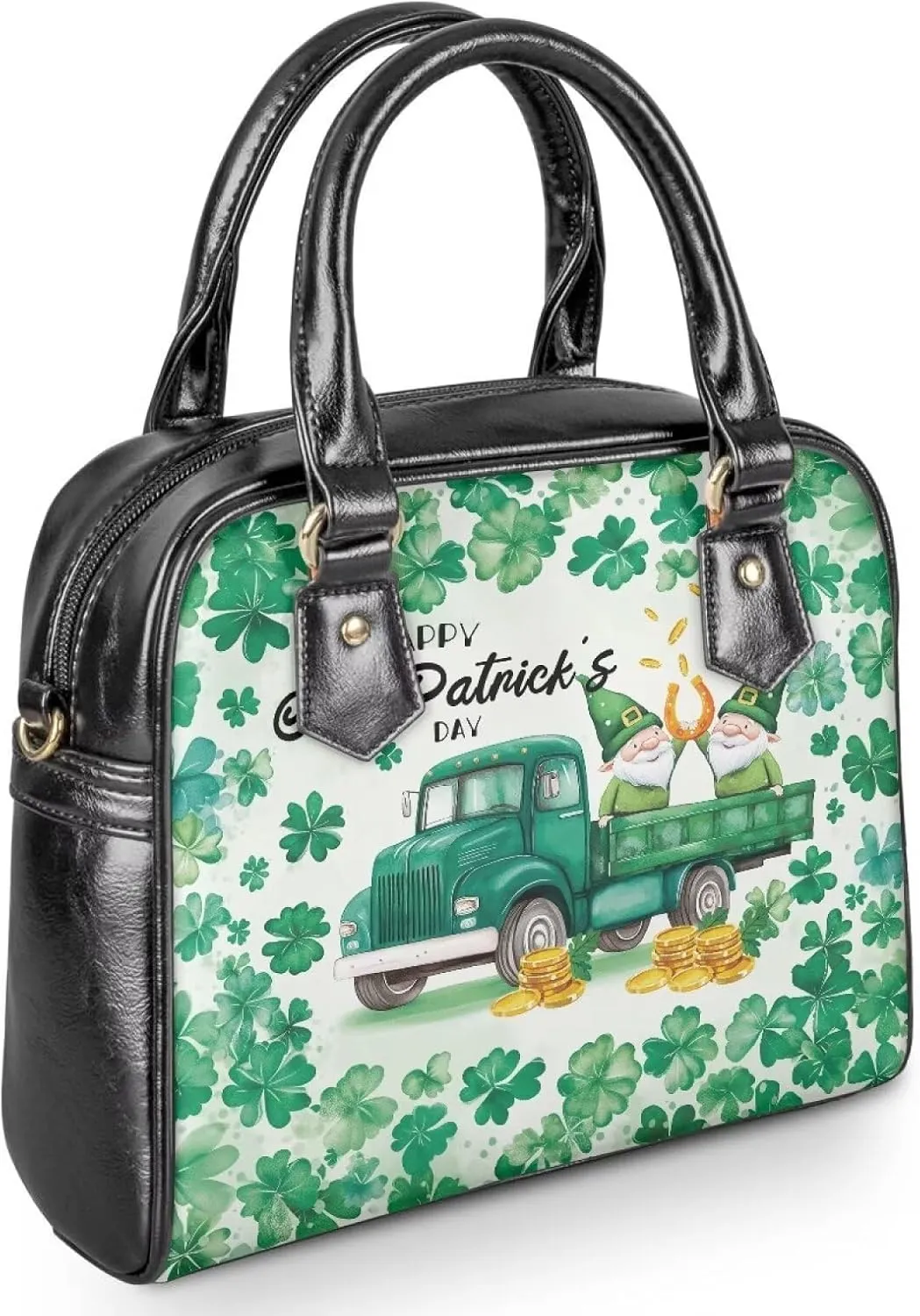 HUGS IDEA Leather Purse for St. Patrick's Day Crossbody Hobo Bag Fashion Top Handle Purse Lightweight