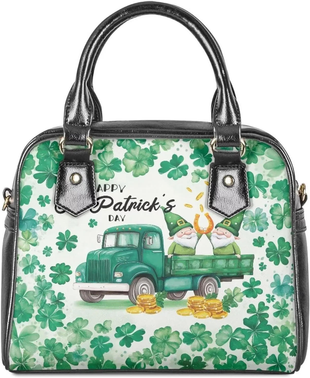 HUGS IDEA Leather Purse for St. Patrick's Day Crossbody Hobo Bag Fashion Top Handle Purse Lightweight