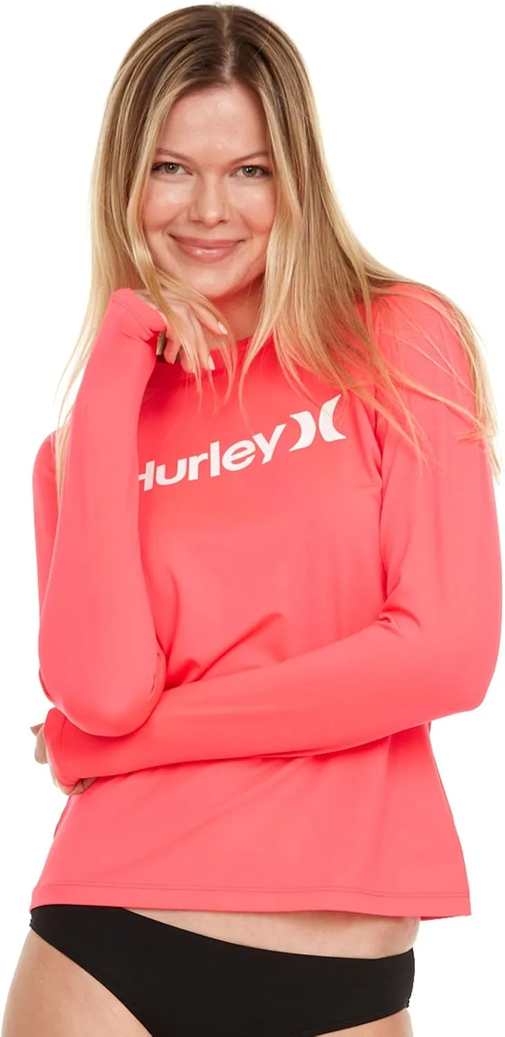 Hurley Rash Guard for Women, Womens Rash Guard Long Sleeve Shirts, Rashguard Swim Shirt Women UPF 50  SPF & UV Protection
