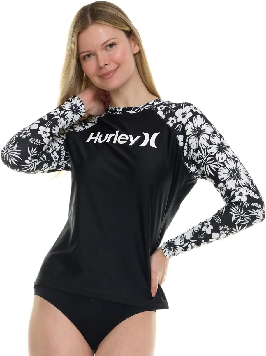 Hurley Rash Guard for Women, Womens Rash Guard Long Sleeve Shirts, Rashguard Swim Shirt Women UPF 50  SPF & UV Protection