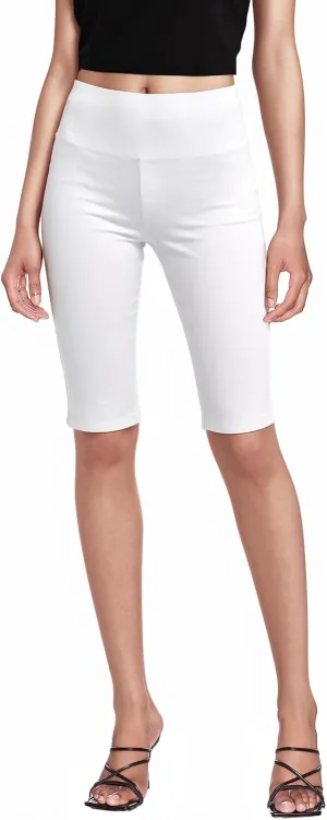Hybrid & Company Womens Super Stretch Causal Pull On Millennium Twill Bermuda Shorts