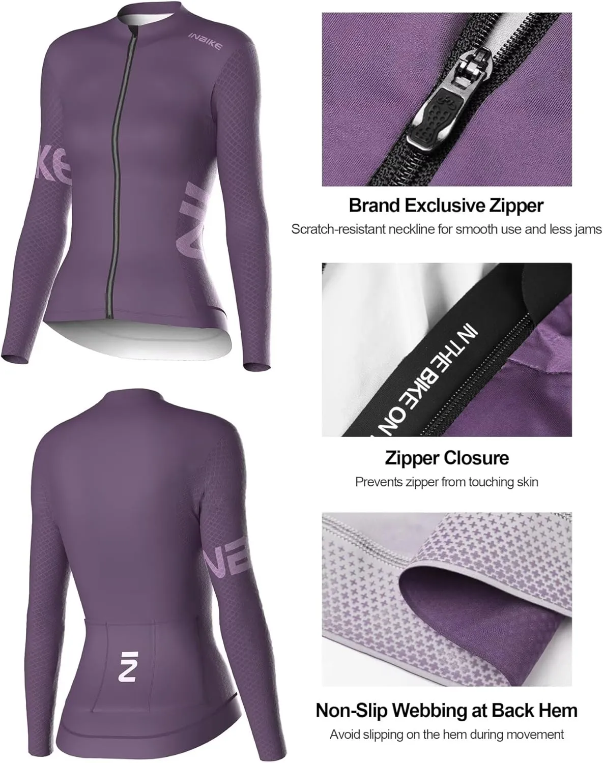 INBIKE Cycling Jersey Women Long Sleeves Bike Shirts with Pockets Quick Dry Bicycle Clothing for Road Biking Riding