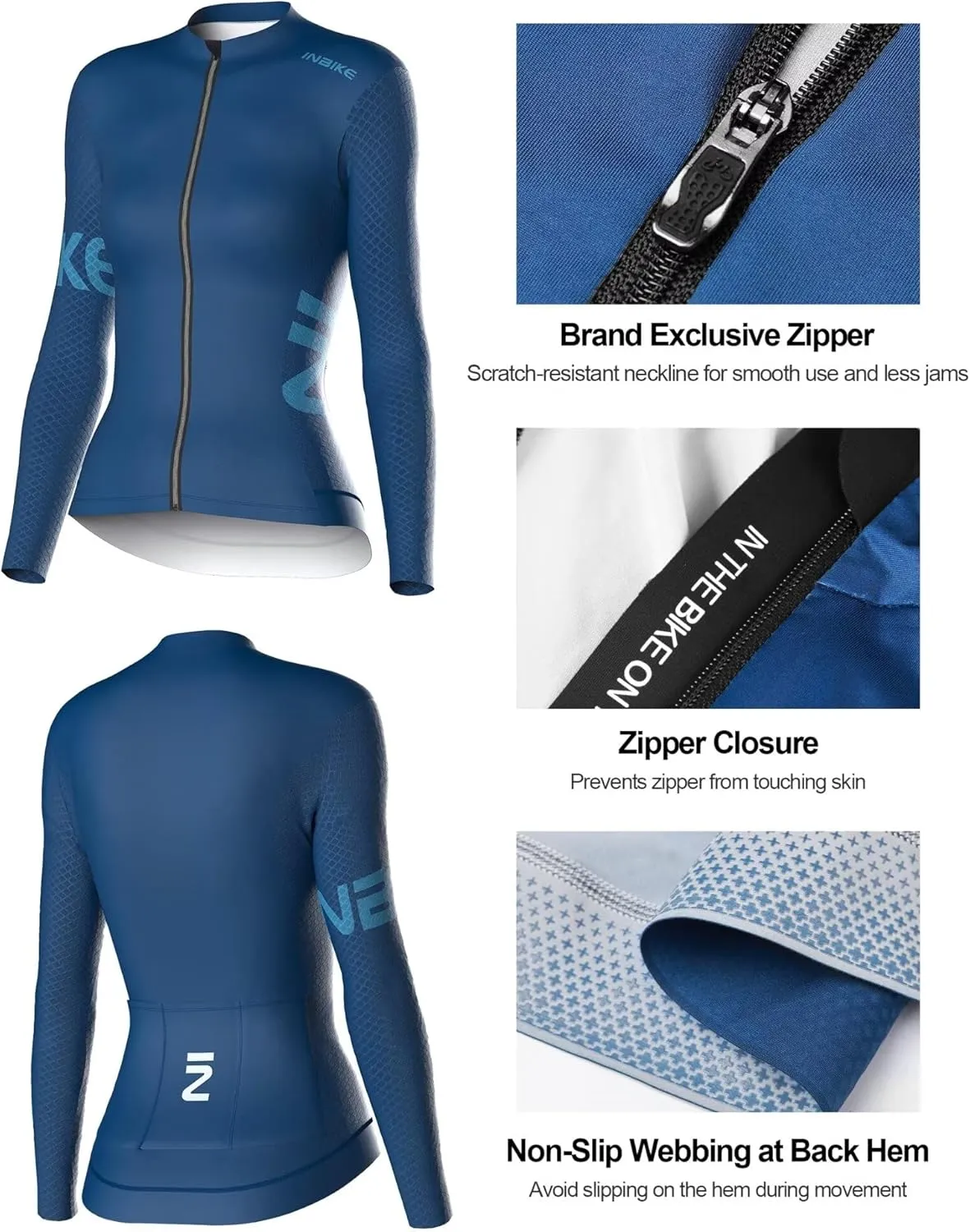INBIKE Cycling Jersey Women Long Sleeves Bike Shirts with Pockets Quick Dry Bicycle Clothing for Road Biking Riding