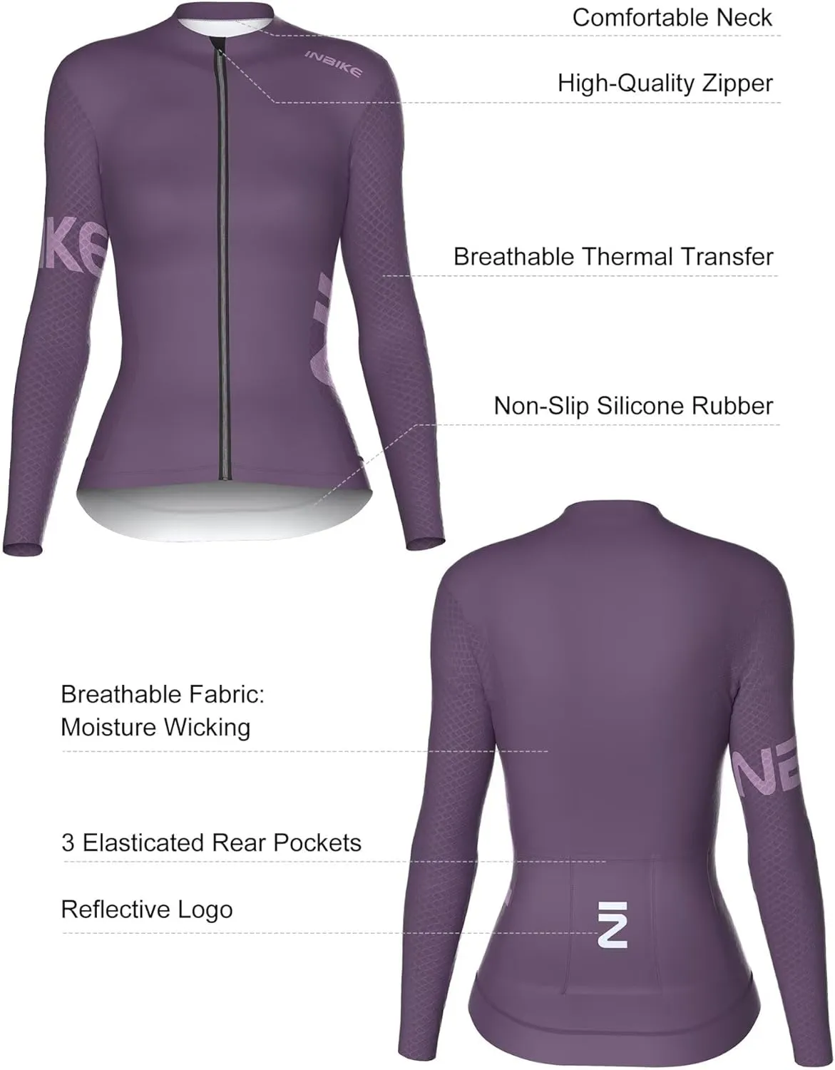 INBIKE Cycling Jersey Women Long Sleeves Bike Shirts with Pockets Quick Dry Bicycle Clothing for Road Biking Riding