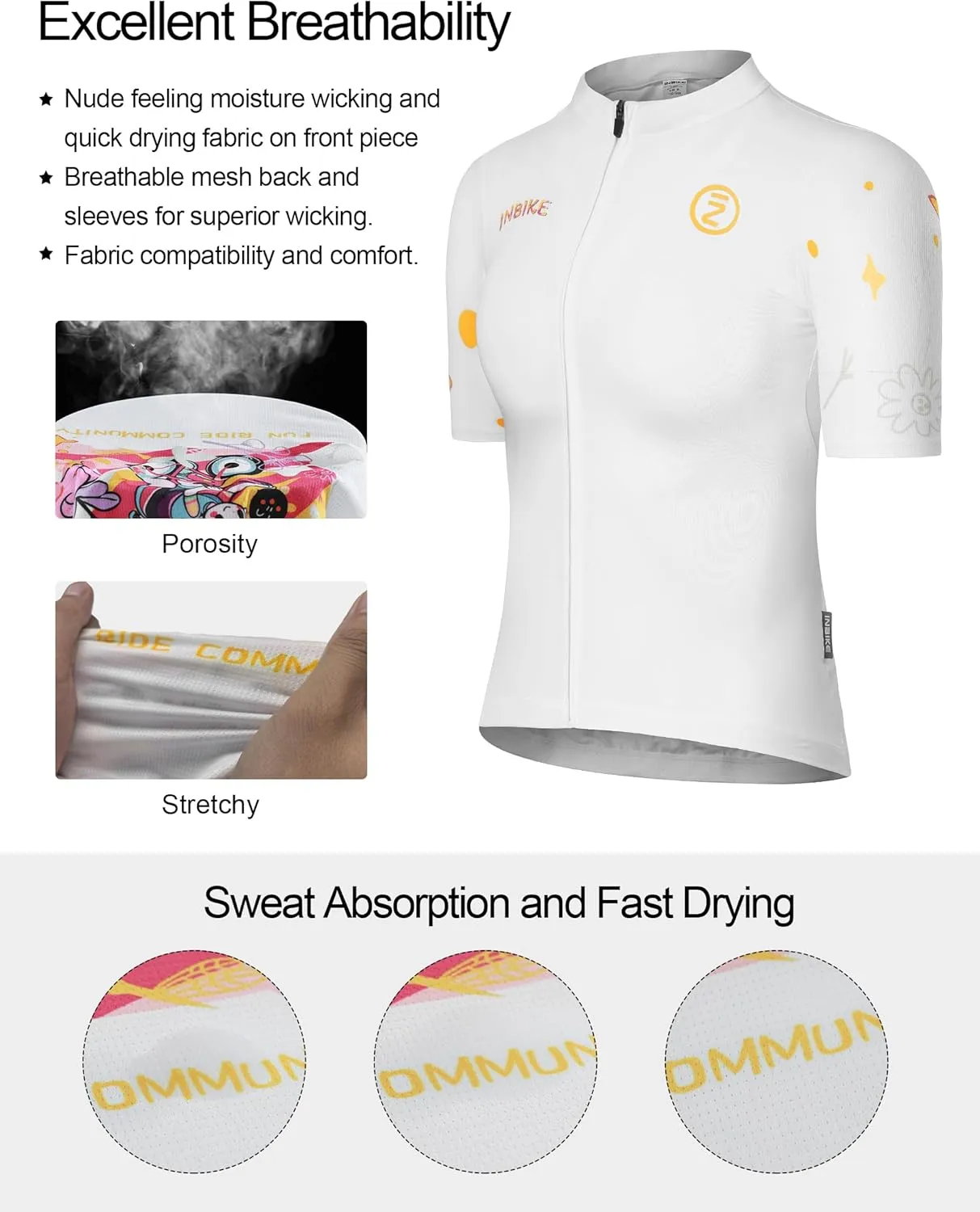 INBIKE Cycling Jersey Women Quick Dry, Breathable Bike Shirts with Pockets, Bicycle Clothing for Road Biking Riding