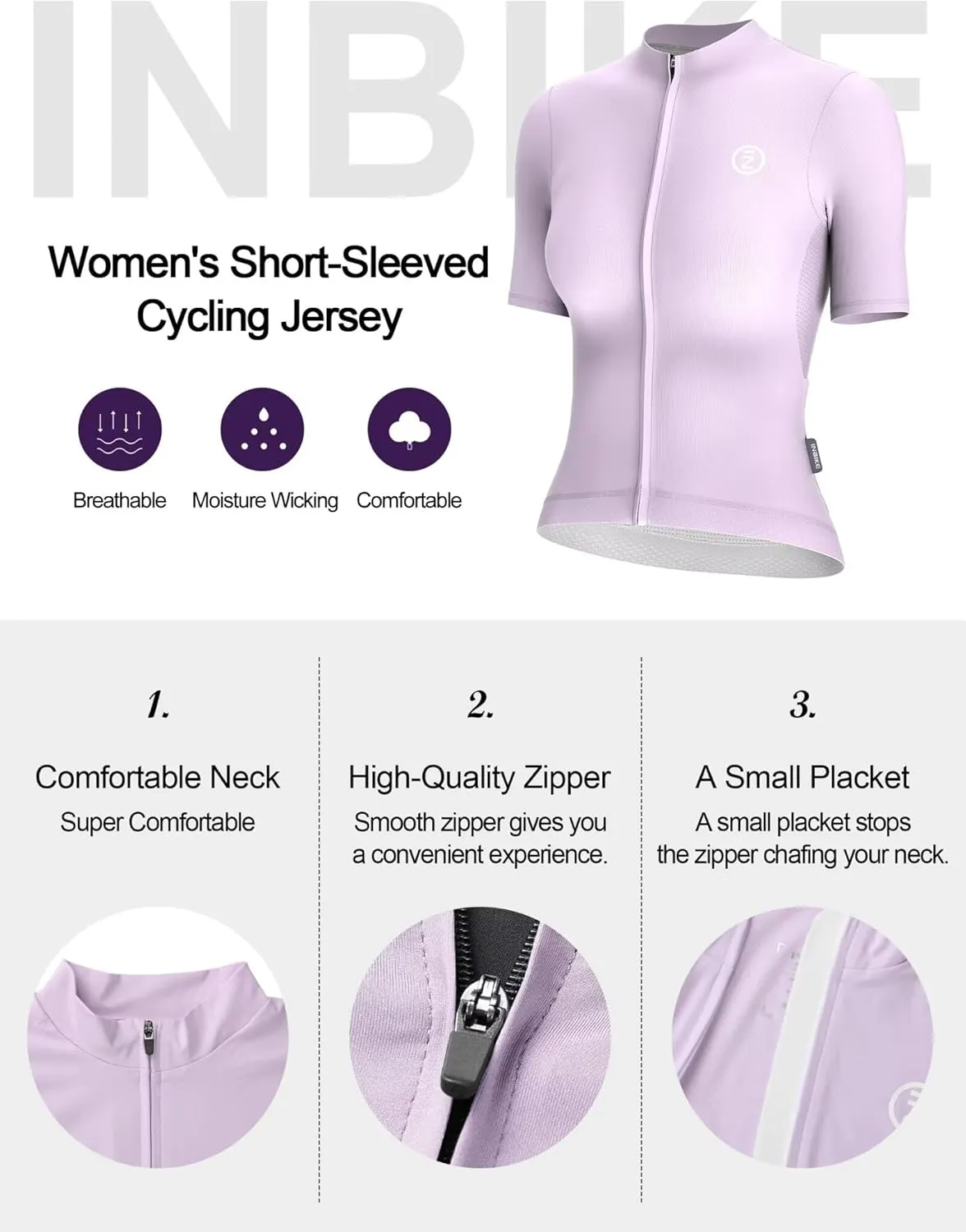 INBIKE Cycling Jersey Women Quick Dry, Breathable Bike Shirts with Pockets, Bicycle Clothing for Road Biking Riding