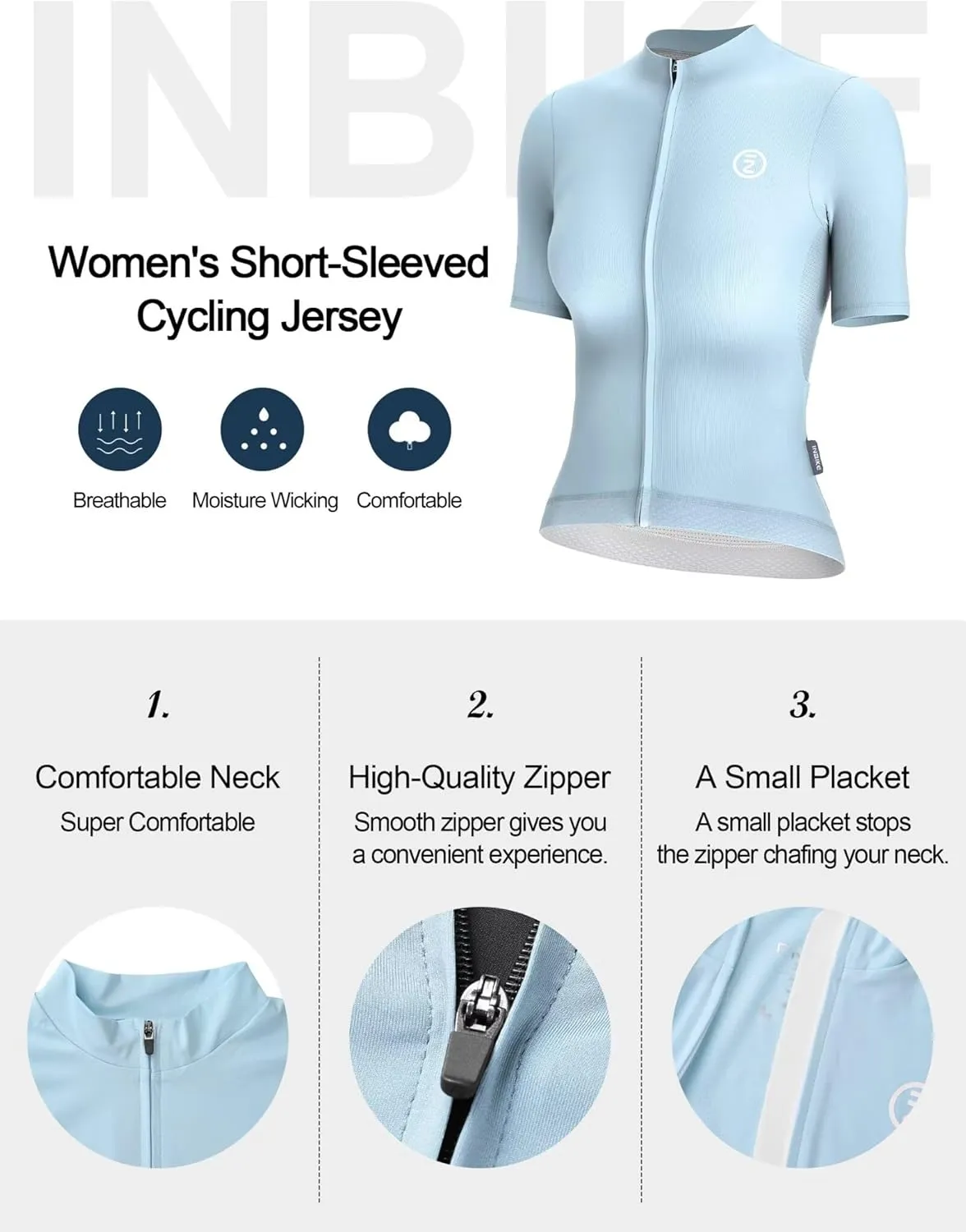 INBIKE Cycling Jersey Women Quick Dry, Breathable Bike Shirts with Pockets, Bicycle Clothing for Road Biking Riding