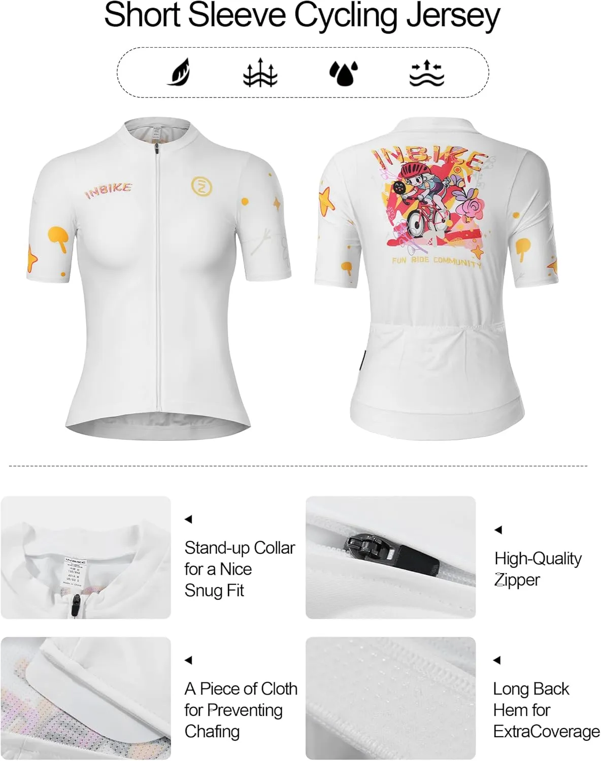 INBIKE Cycling Jersey Women Quick Dry, Breathable Bike Shirts with Pockets, Bicycle Clothing for Road Biking Riding