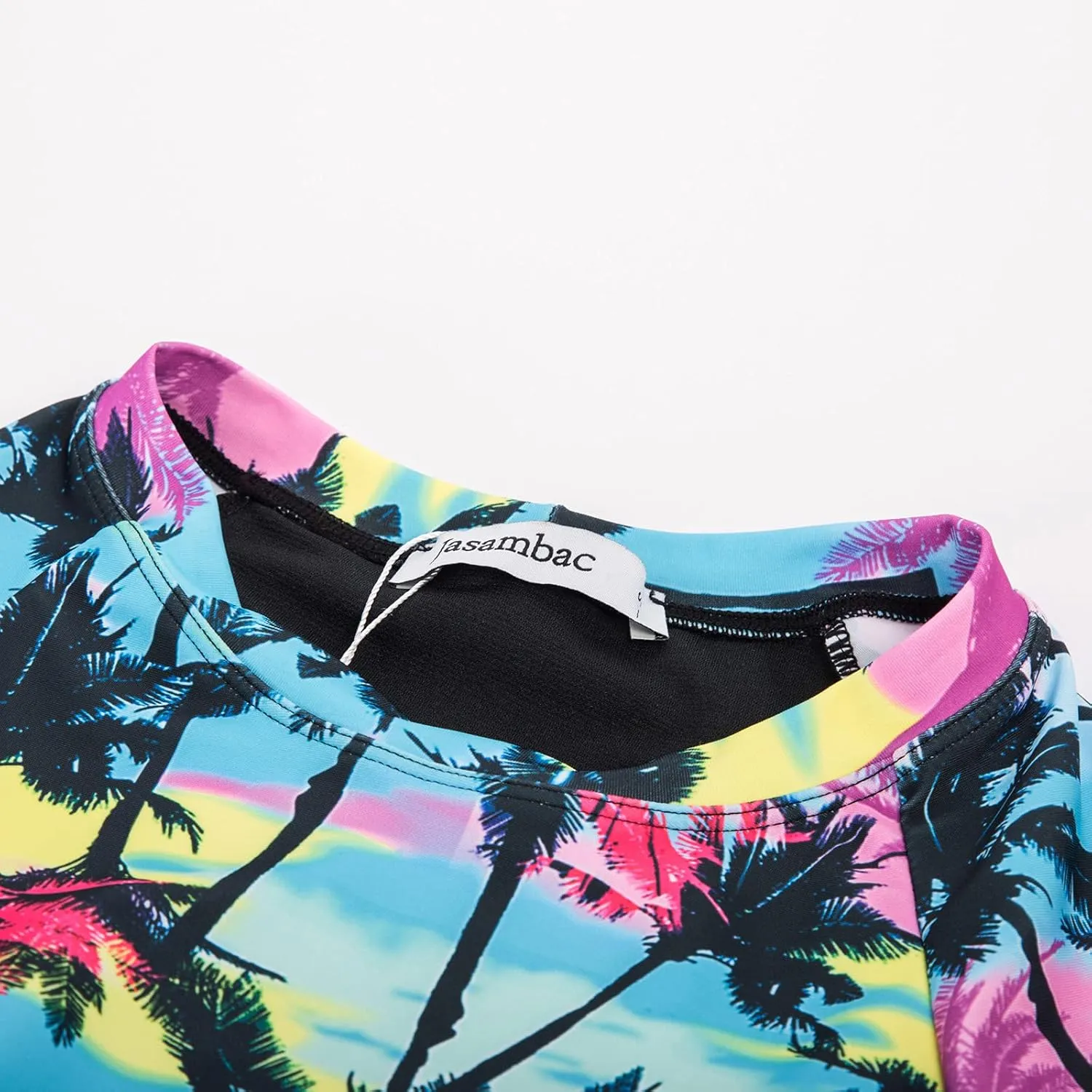 JASAMBAC Womens Rash Guard UV UPF 50  Long Sleeve Surfing Two Piece Swimsuits with Built in Bra