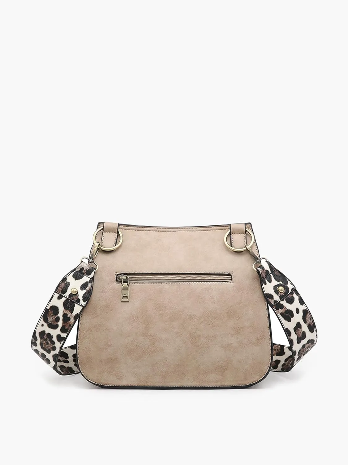 JEN & CO. Guitar Strap Purse Small Crossbody Bag - Shoulder Bag Bailey Crossbody with Animal Print Contrast Strap (M1970)