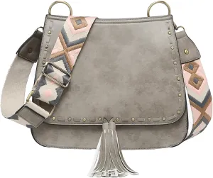 JEN & CO. Guitar Strap Purse Small Crossbody Bag - Shoulder Bag Bailey Crossbody with Animal Print Contrast Strap (M1970)
