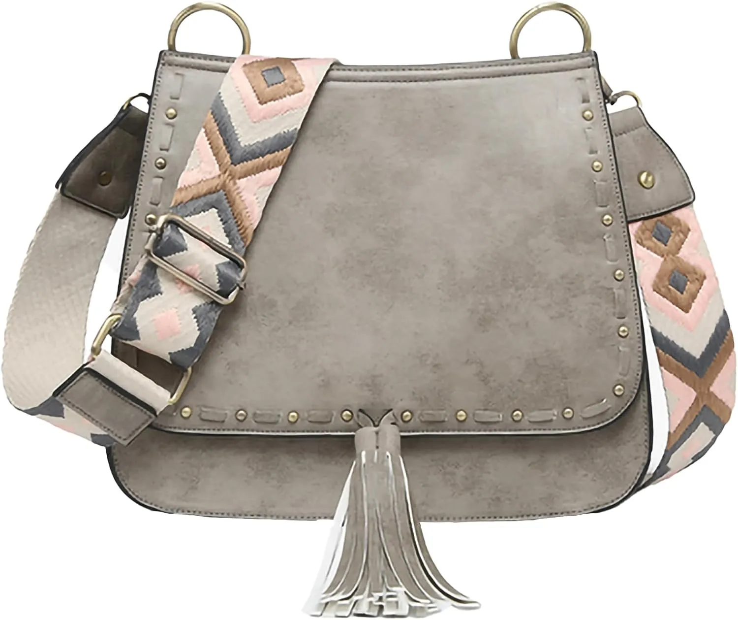 JEN & CO. Guitar Strap Purse Small Crossbody Bag - Shoulder Bag Bailey Crossbody with Animal Print Contrast Strap (M1970)