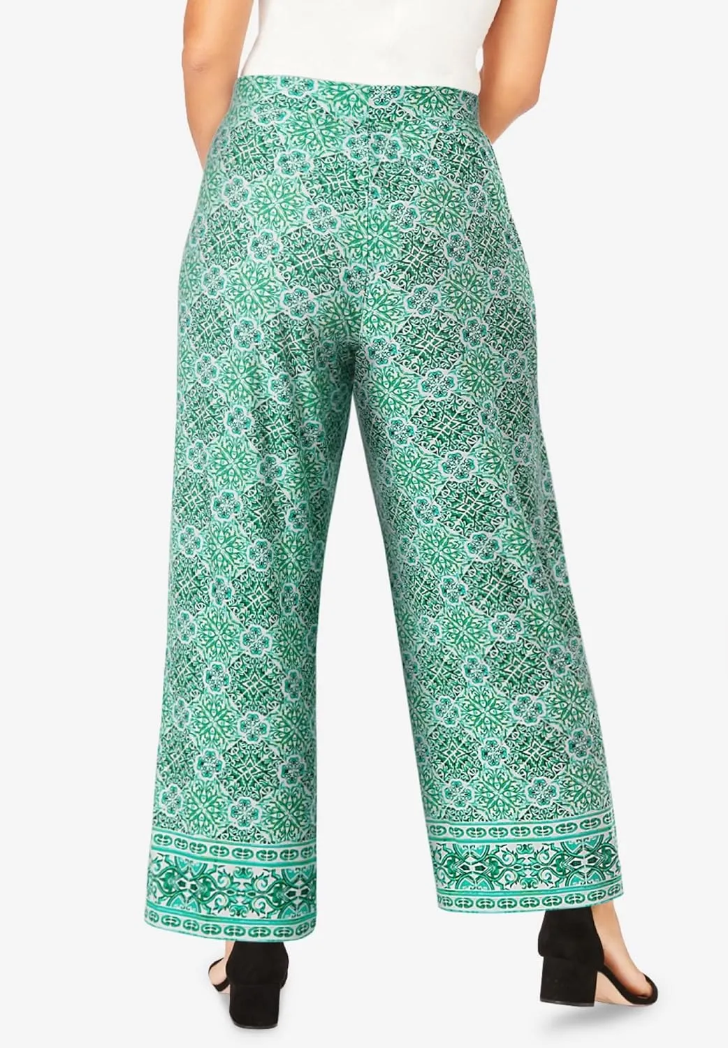Jessica London Women's Plus Size Everyday Stretch Knit Wide Leg Pant