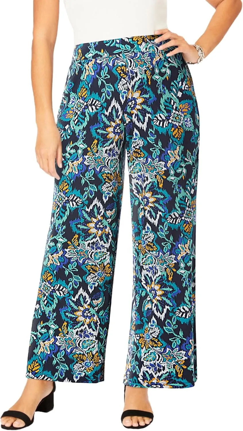 Jessica London Women's Plus Size Everyday Stretch Knit Wide Leg Pant