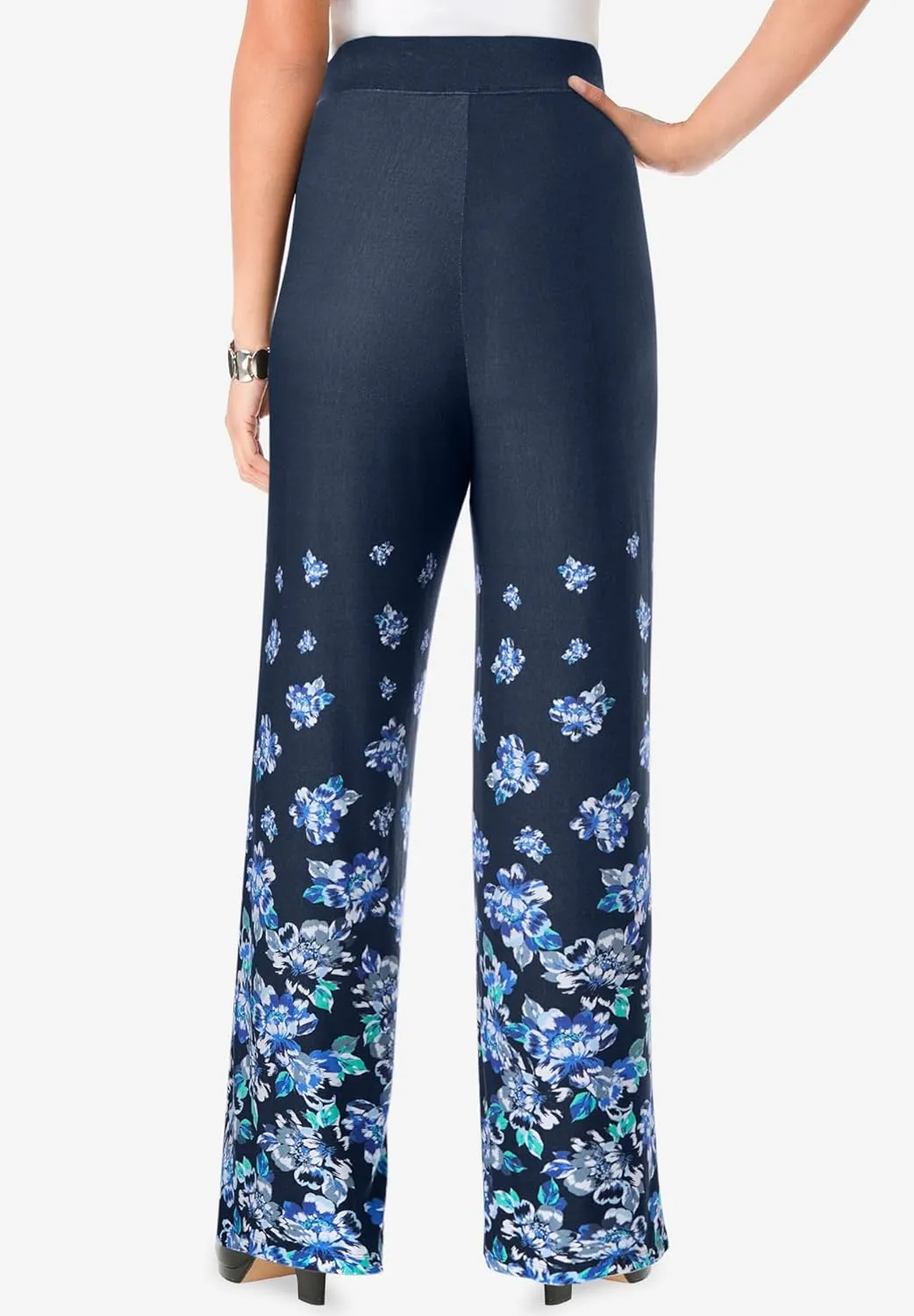 Jessica London Women's Plus Size Everyday Stretch Knit Wide Leg Pant