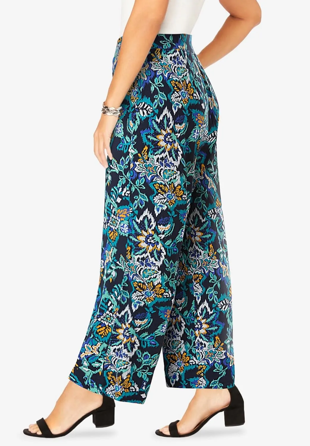 Jessica London Women's Plus Size Everyday Stretch Knit Wide Leg Pant
