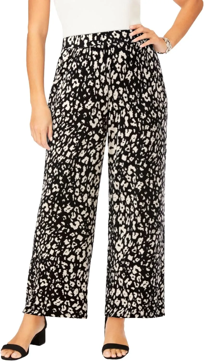 Jessica London Women's Plus Size Everyday Stretch Knit Wide Leg Pant