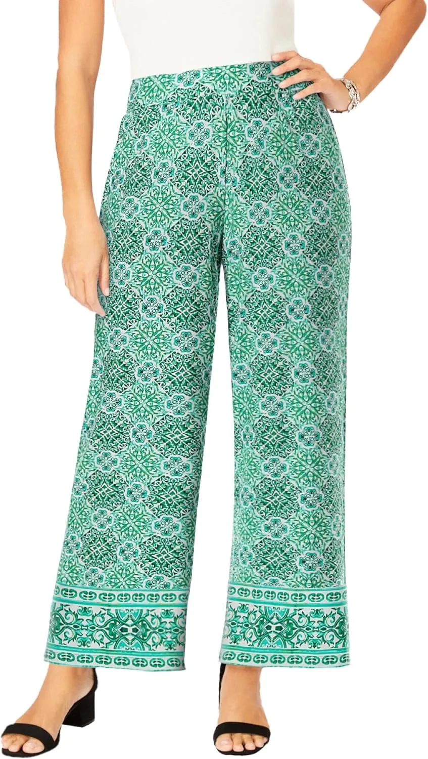 Jessica London Women's Plus Size Everyday Stretch Knit Wide Leg Pant