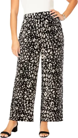 Jessica London Women's Plus Size Everyday Stretch Knit Wide Leg Pant