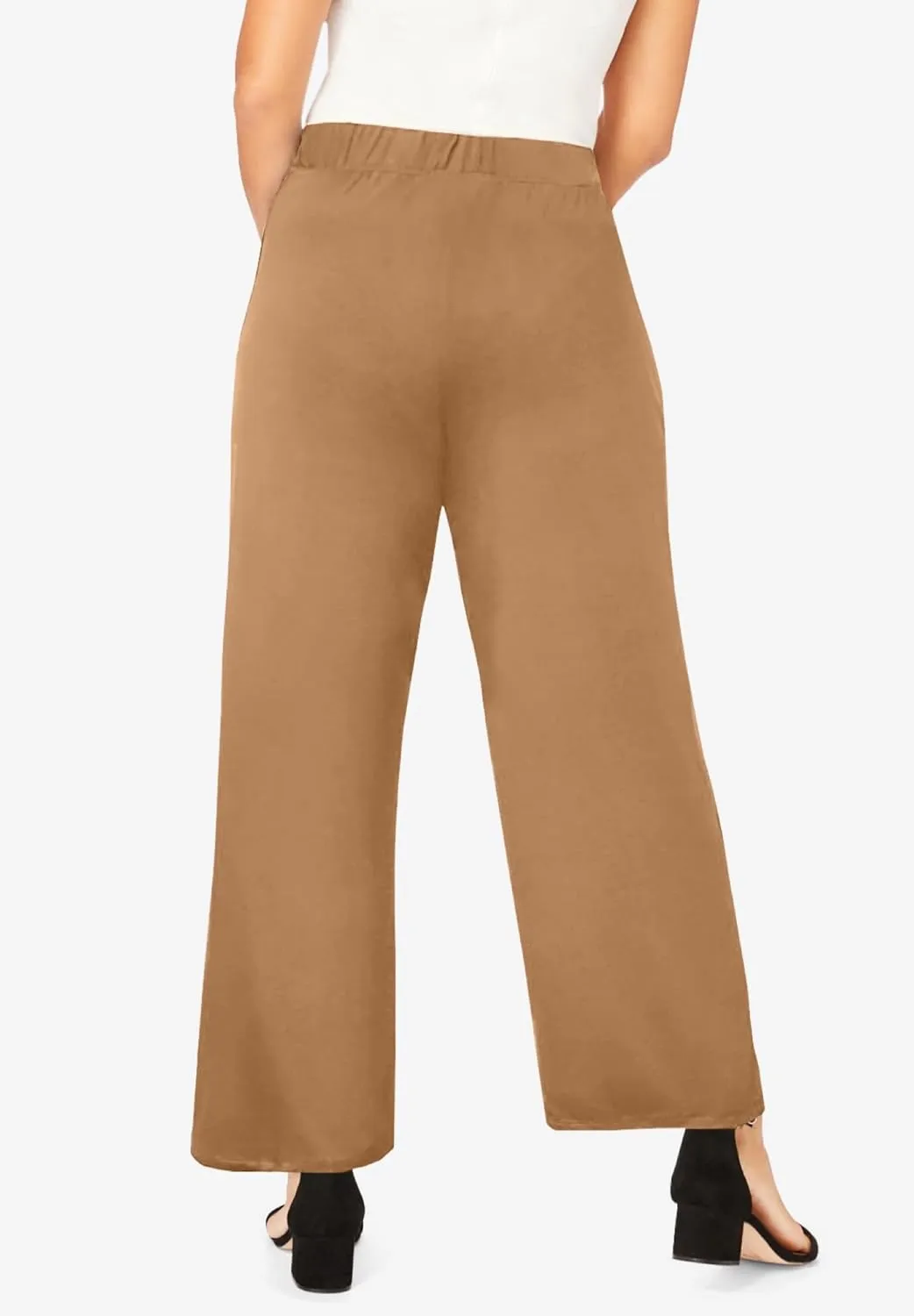 Jessica London Women's Plus Size Everyday Stretch Knit Wide Leg Pant