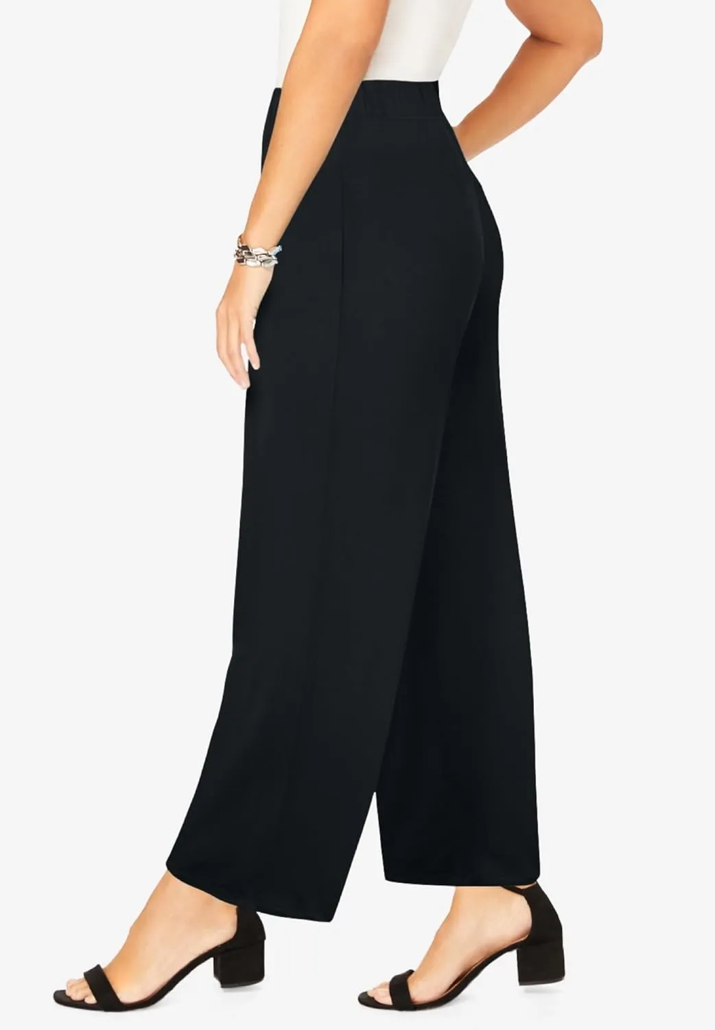 Jessica London Women's Plus Size Everyday Stretch Knit Wide Leg Pant