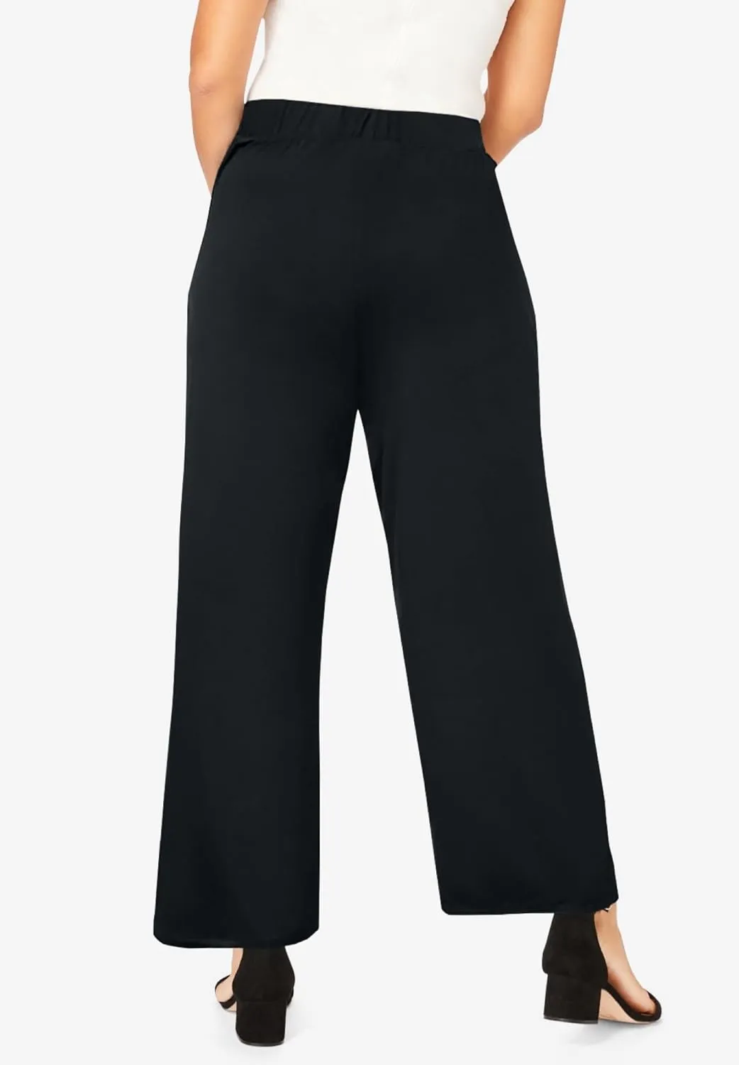 Jessica London Women's Plus Size Everyday Stretch Knit Wide Leg Pant
