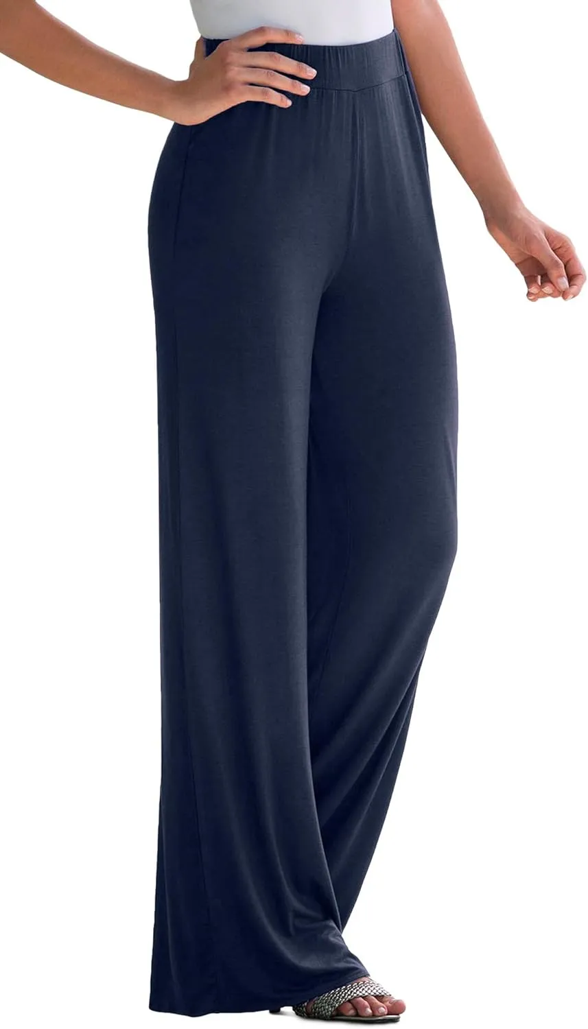 Jessica London Women's Plus Size Everyday Stretch Knit Wide Leg Pant