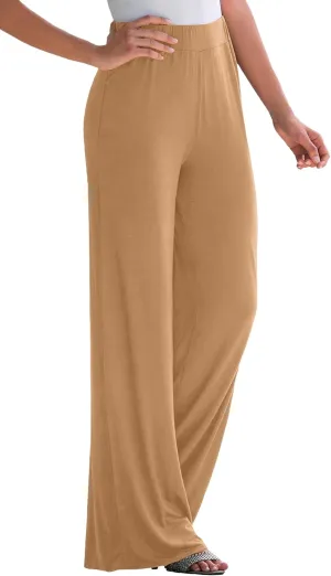 Jessica London Women's Plus Size Everyday Stretch Knit Wide Leg Pant