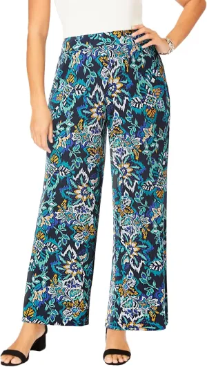 Jessica London Women's Plus Size Everyday Stretch Knit Wide Leg Pant