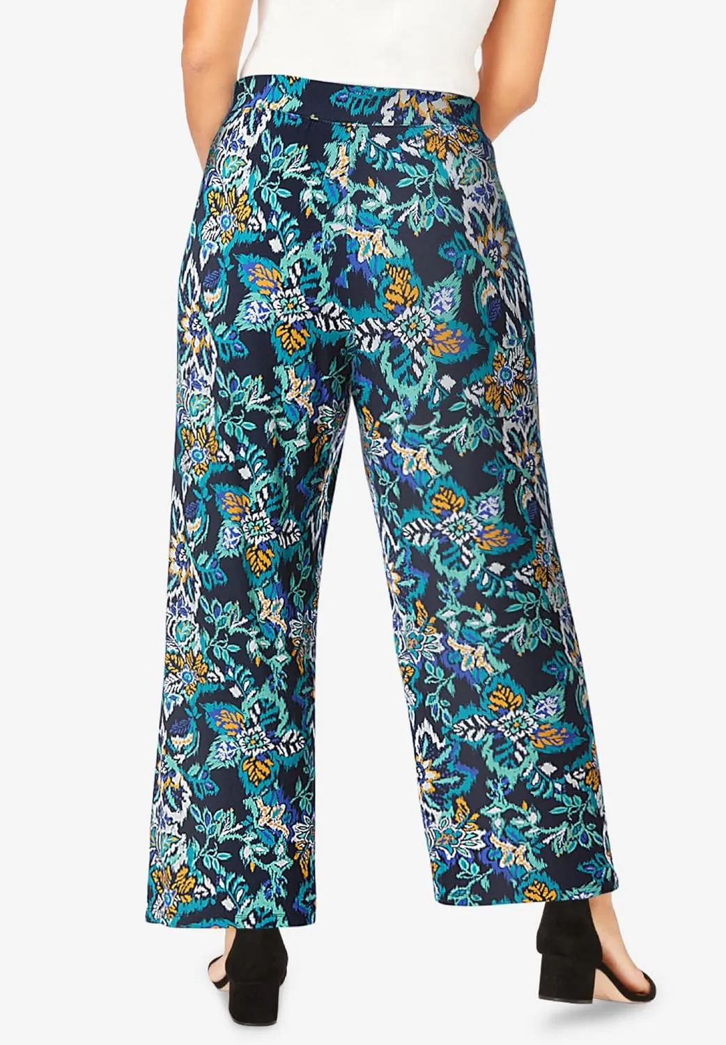 Jessica London Women's Plus Size Everyday Stretch Knit Wide Leg Pant
