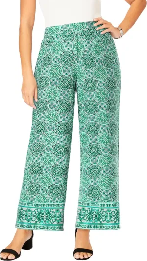 Jessica London Women's Plus Size Everyday Stretch Knit Wide Leg Pant