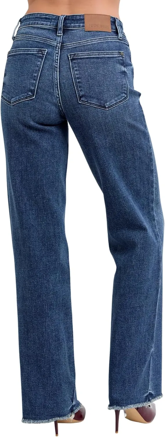 Judy Blue Mid Rise Vintage Dark Wash Wide Leg Jeans Inseam 32"