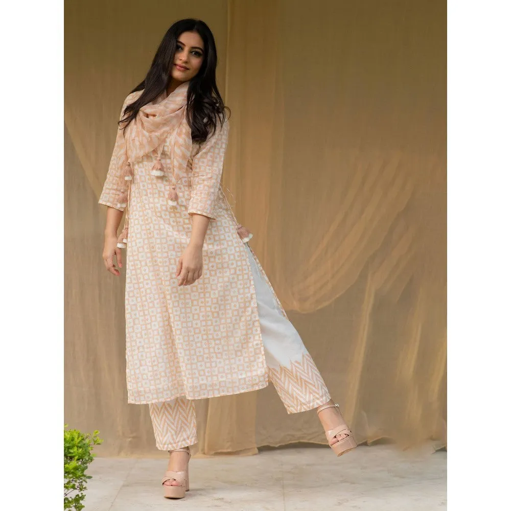 Kapraaha Peach Cotton Tunic Set of 3
