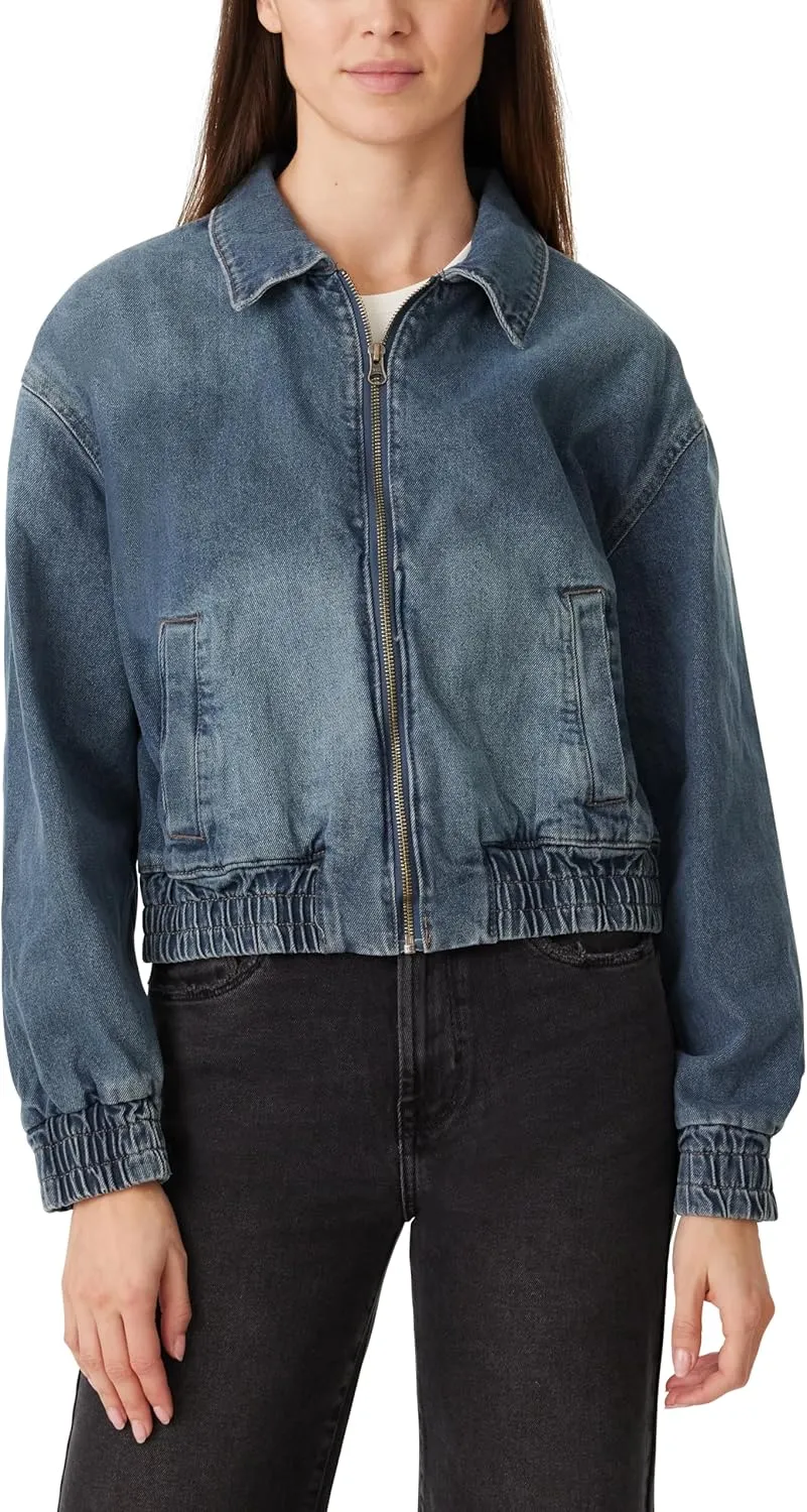kensie Jeans for Women Collared Denim Bomber Jacket, Sizes Small to X-Large