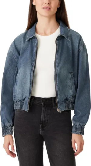 kensie Jeans for Women Collared Denim Bomber Jacket, Sizes Small to X-Large