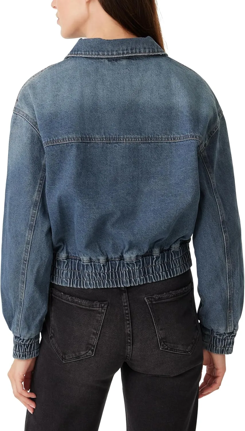 kensie Jeans for Women Collared Denim Bomber Jacket, Sizes Small to X-Large
