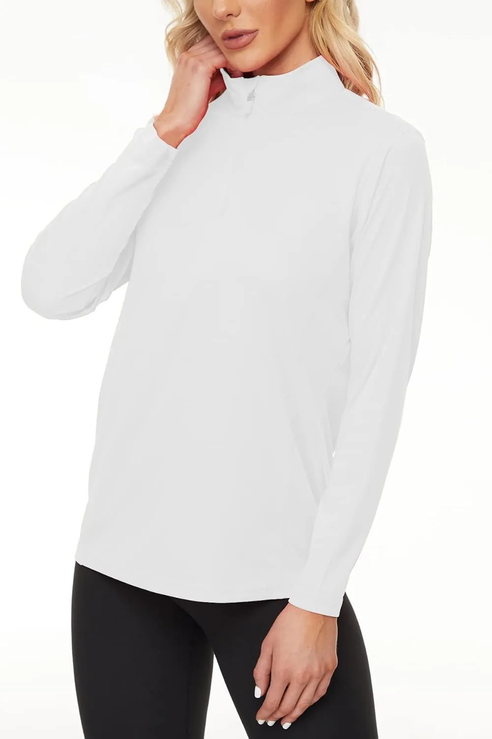 KINGFEN Women's UPF50  Long Sleeve UV Sun Protection Shirts 1/4 Zip Quick Dry Rash Guard Workout T-Shirt Hiking Fishing