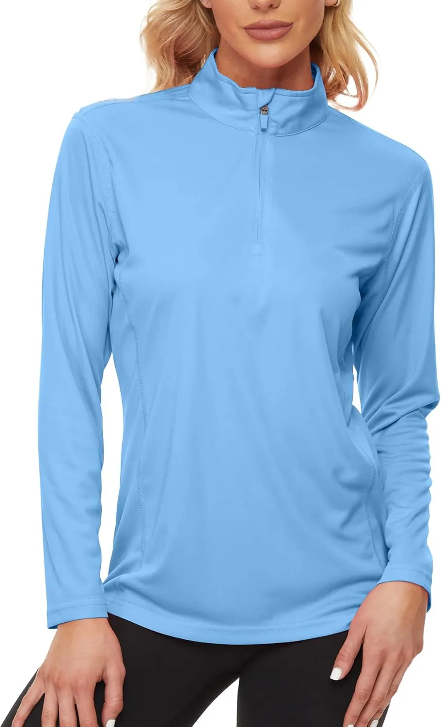 KINGFEN Women's UPF50  Long Sleeve UV Sun Protection Shirts 1/4 Zip Quick Dry Rash Guard Workout T-Shirt Hiking Fishing