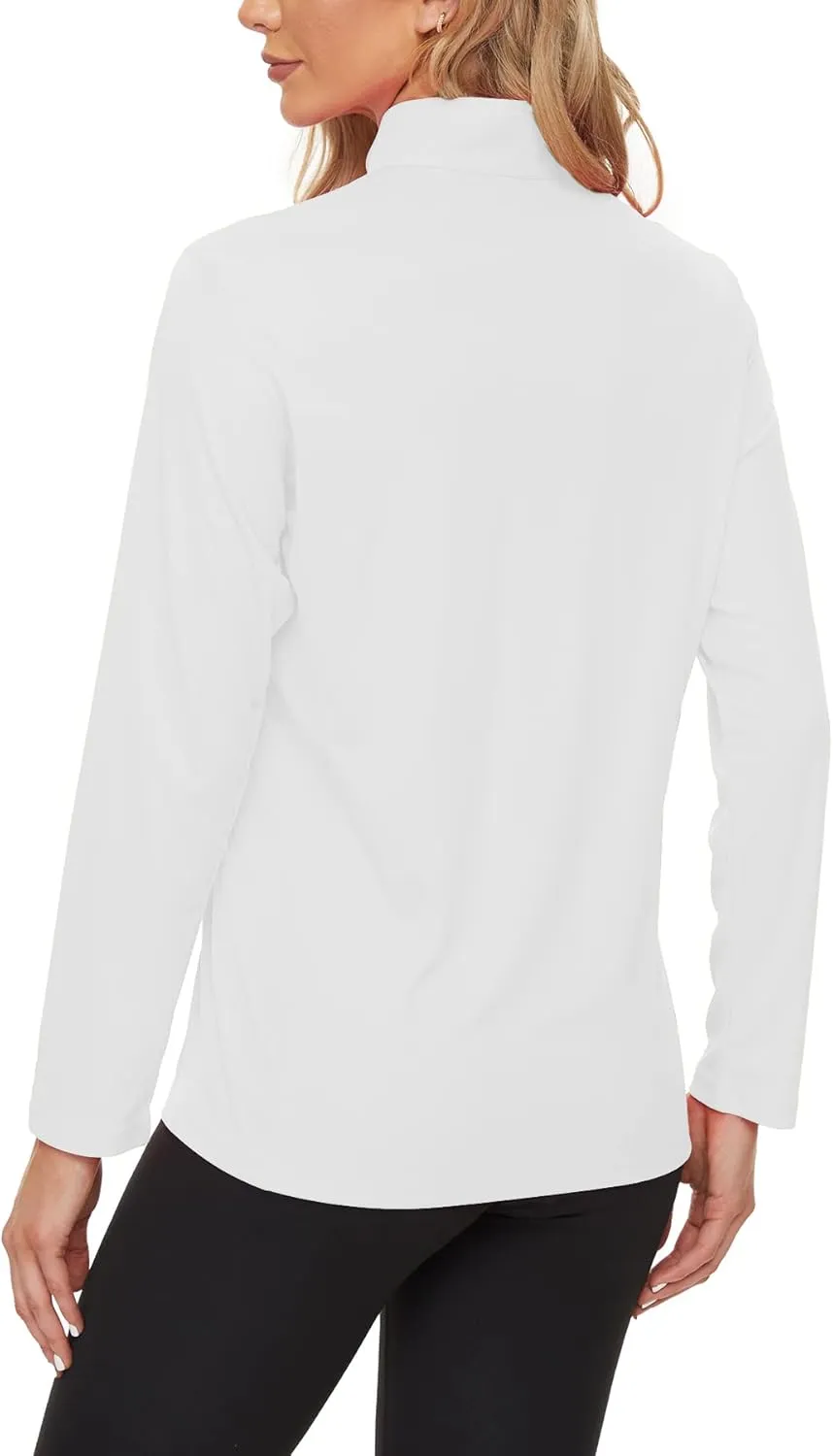 KINGFEN Women's UPF50  Long Sleeve UV Sun Protection Shirts 1/4 Zip Quick Dry Rash Guard Workout T-Shirt Hiking Fishing