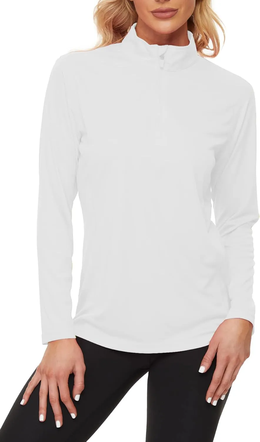 KINGFEN Women's UPF50  Long Sleeve UV Sun Protection Shirts 1/4 Zip Quick Dry Rash Guard Workout T-Shirt Hiking Fishing