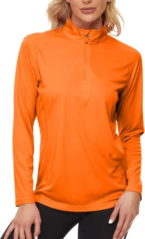 KINGFEN Women's UPF50  Long Sleeve UV Sun Protection Shirts 1/4 Zip Quick Dry Rash Guard Workout T-Shirt Hiking Fishing