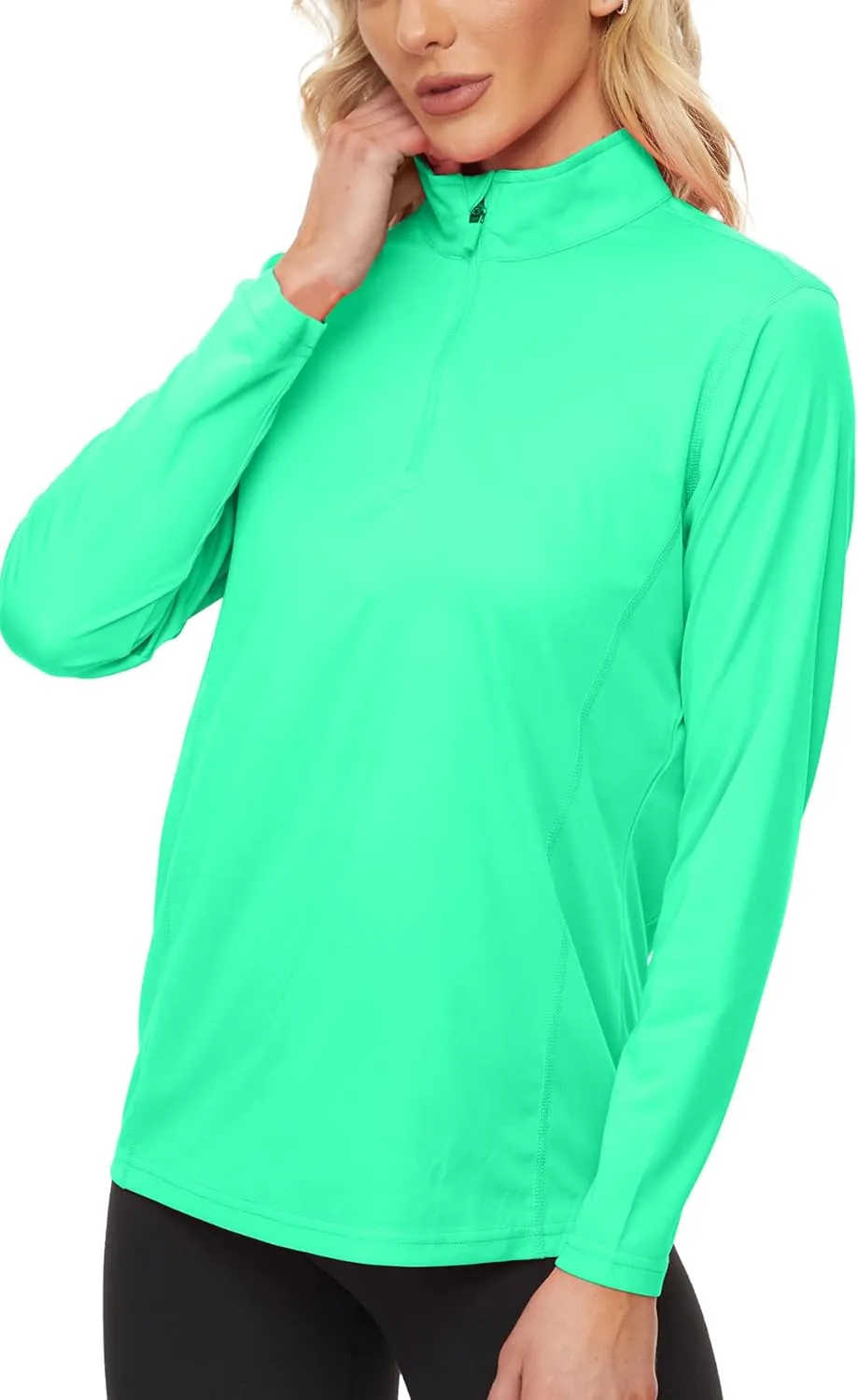 KINGFEN Women's UPF50  Long Sleeve UV Sun Protection Shirts 1/4 Zip Quick Dry Rash Guard Workout T-Shirt Hiking Fishing