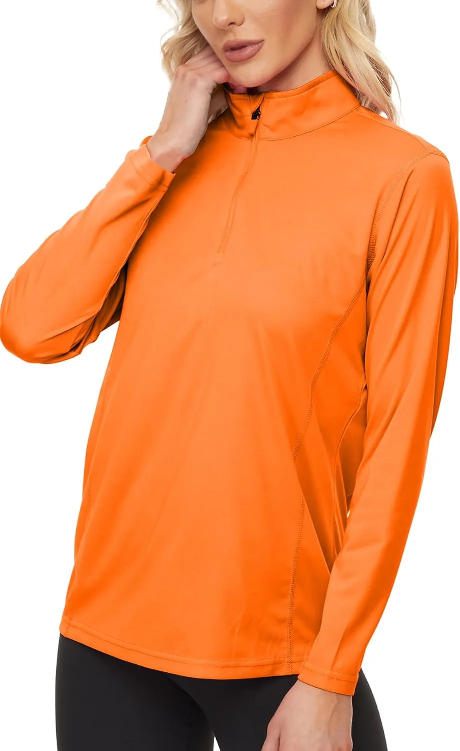 KINGFEN Women's UPF50  Long Sleeve UV Sun Protection Shirts 1/4 Zip Quick Dry Rash Guard Workout T-Shirt Hiking Fishing