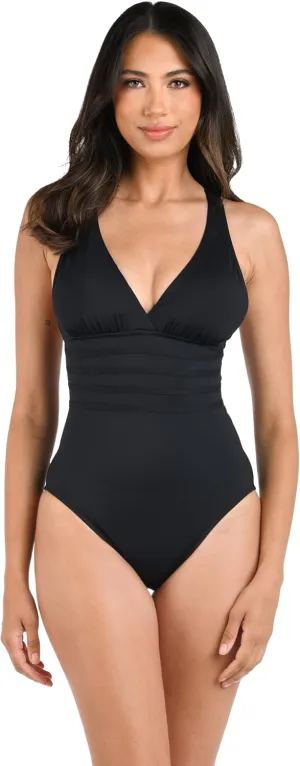 La Blanca Women's One Piece Swimsuit Multi Strap Cross Back Tummy Control Island Goddess