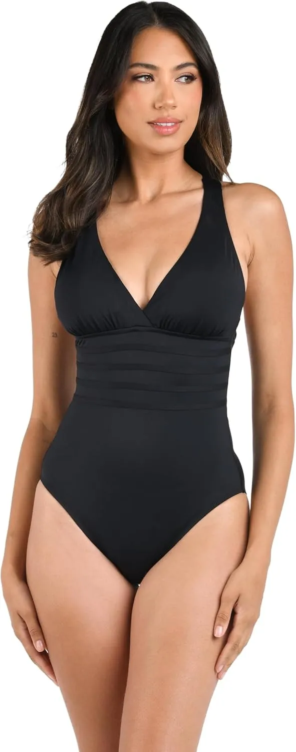 La Blanca Women's One Piece Swimsuit Multi Strap Cross Back Tummy Control Island Goddess