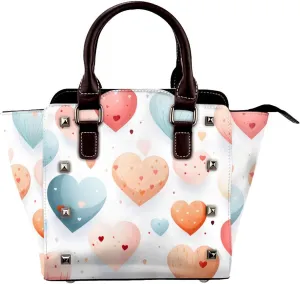 Leather Shoulder Bag for Women, Cartoon Heart Studded Purse Valentine Love Crossbody Handbags Punk Hobo Bag with Adjustable Strap
