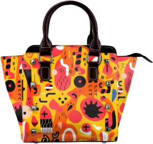 Leather Shoulder Bag for Women, Colorful Flower Art Studded Purse Boho Floral Crossbody Handbags Punk Hobo Bag with Adjustable Strap
