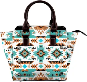 Leather Shoulder Bag for Women, Ethnic Aztec Geometric Studded Purse Indian Crossbody Handbags Punk Hobo Bag with Adjustable Strap