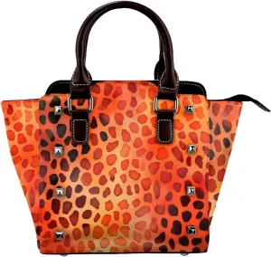 Leather Shoulder Bag for Women, Leopard Tiger Print Studded Purse Animal Skin Crossbody Handbags Punk Hobo Bag with Adjustable Strap