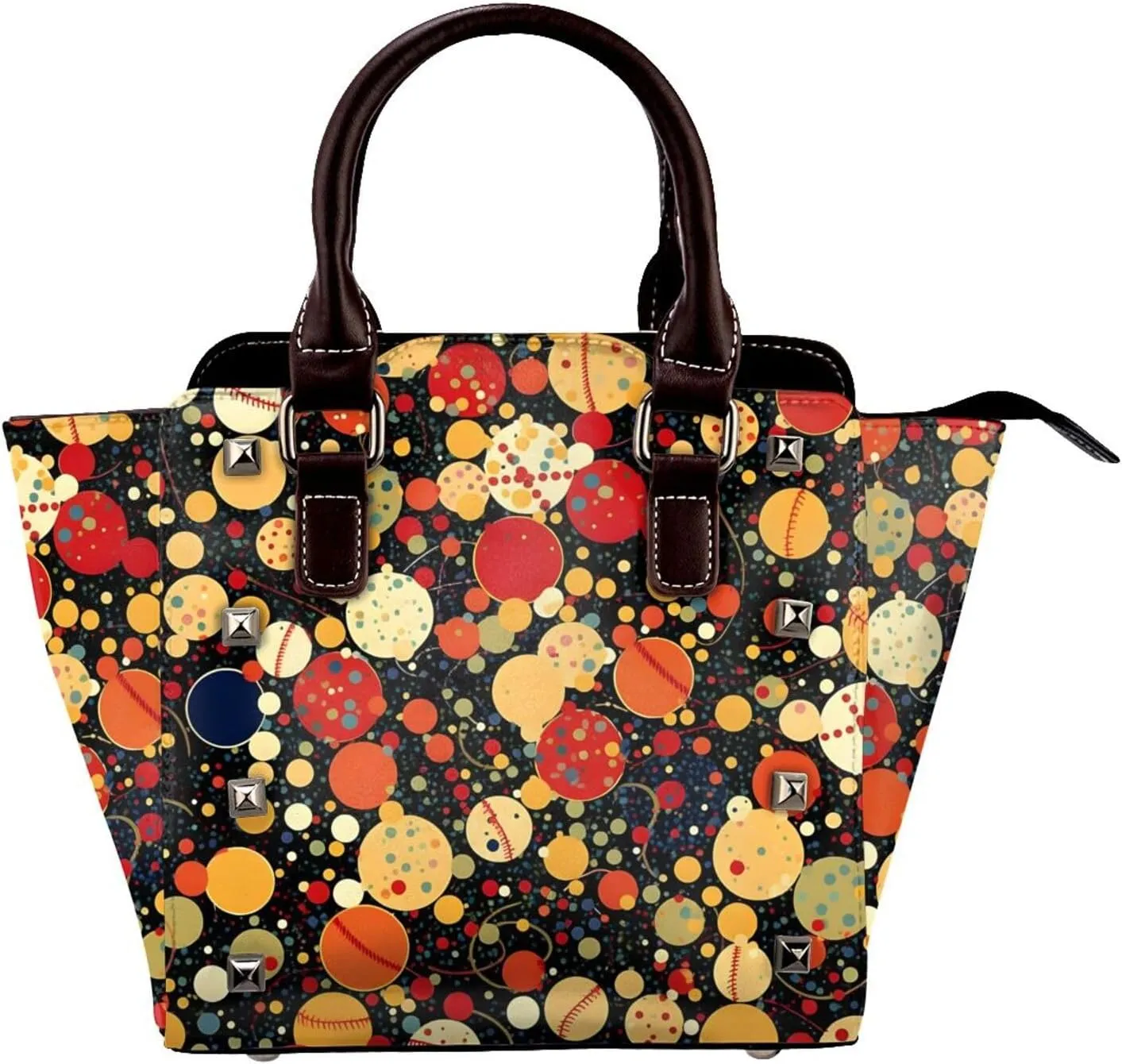 Leather Shoulder Bag for Women, Sequin Baseball Studded Purse Sport Ball Crossbody Handbags Punk Hobo Bag with Adjustable Strap